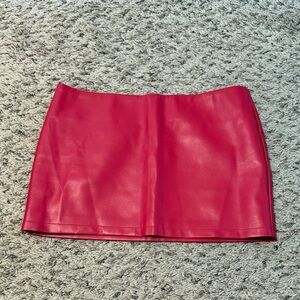 Edikted Red Leather Skirt